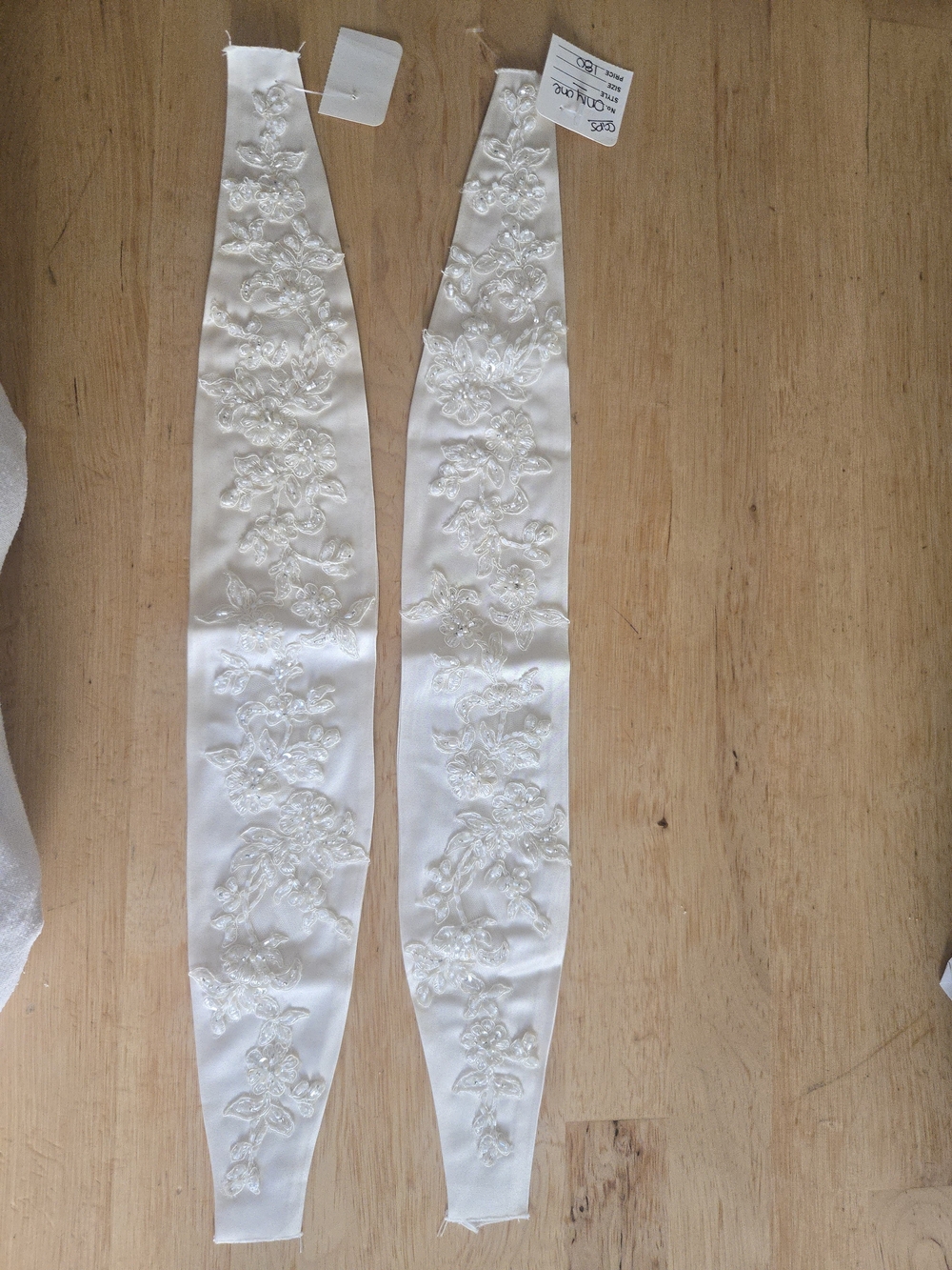Embroidered Satin Bridal Cap Sleeves in a CREME  Ivory